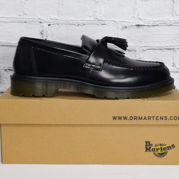 NEW IN BOX Black Dr. Martens "Adrian" Smooth Leather Tassel Loafers - Picture 1 of 9